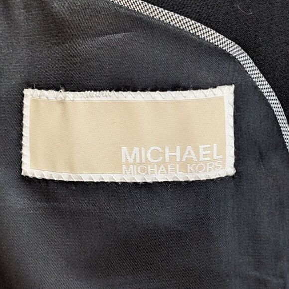 LIKE NEW Michael Kors 100% Wool Men's Solid Black Two Button Blazer Size 44R - Picture 7 of 8
